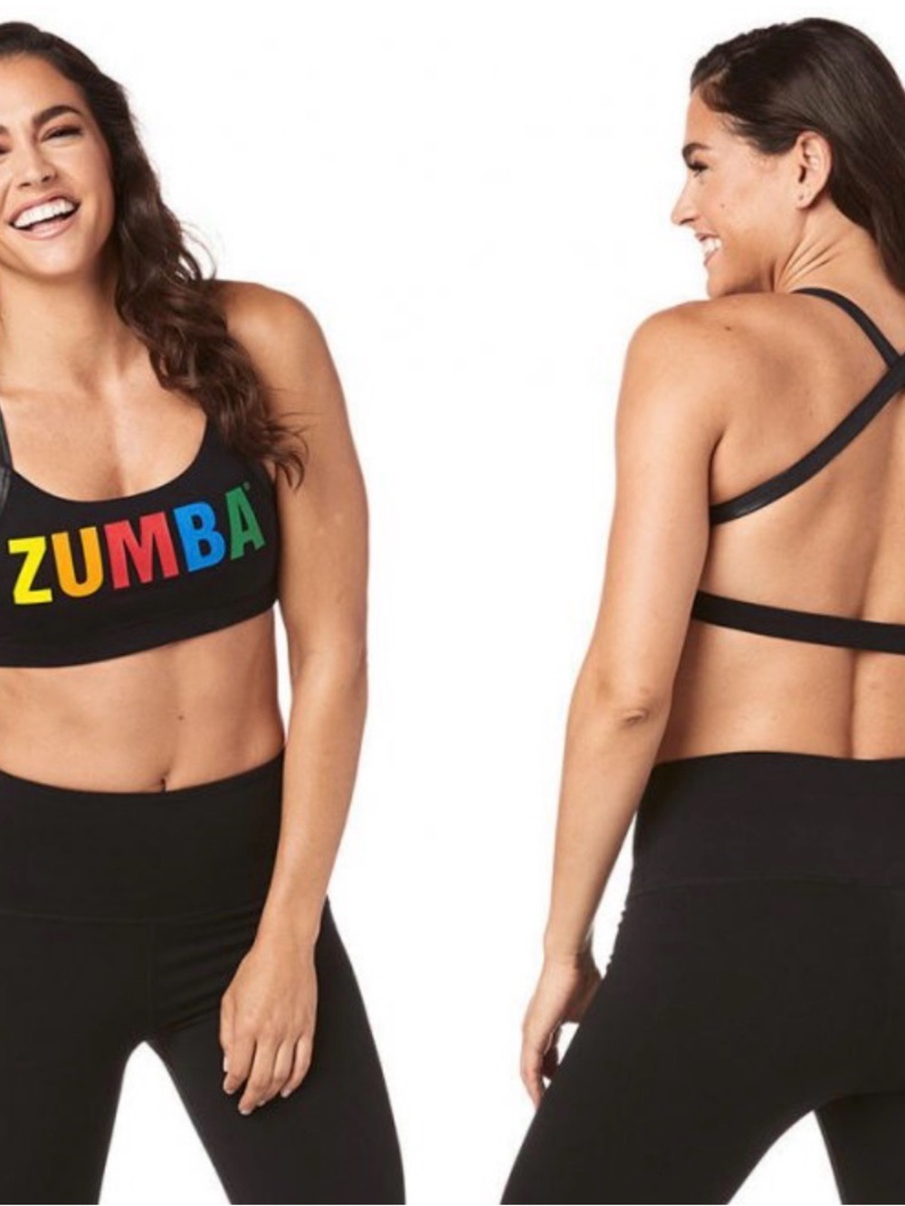 Zumba Black Rainbow Logo Sports Bra - Women's Activewear - size M - worn twice